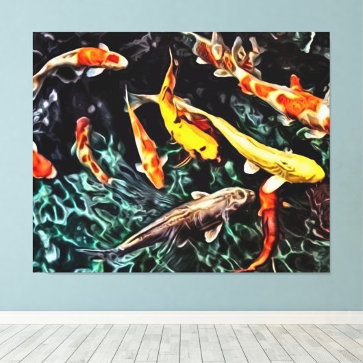 Panel Blue Fish Aquarium Sea Wand Malerei Leinwanddruck (Insitu (Holzboden))