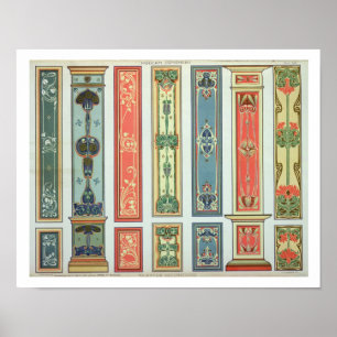 Panel designs, plate XII from 'Modern Ornament' pu Poster