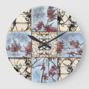 Paneled Abstract Scrollwork Painting Große Wanduhr