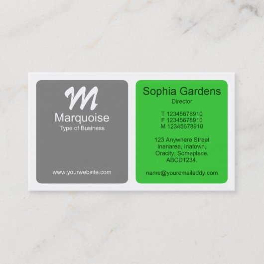 Panels - grau mit Spring Green Visitenkarte (Vorderseite)