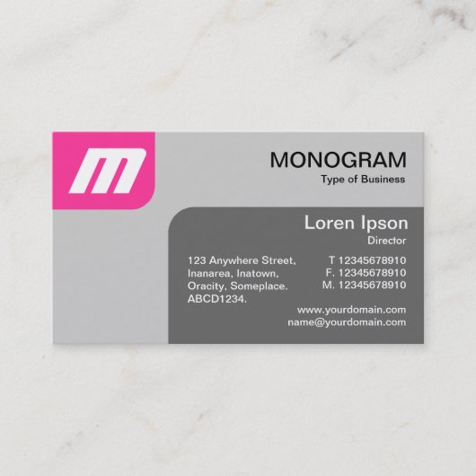Panels MonoGram - Hot Pink und Gray Visitenkarte (Vorderseite)