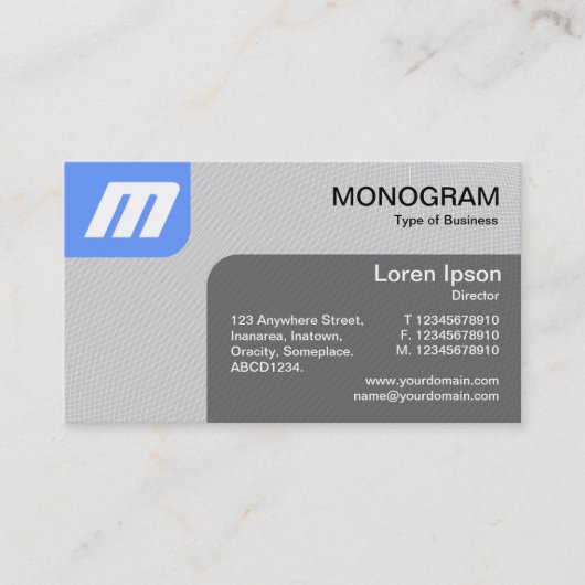Panels MonoGram v2 - Baby Blue und Gray Visitenkarte (Vorderseite)