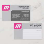 Panels MonoGram v2 - Hot Pink und Gray Visitenkarte (Vorne/Hinten)