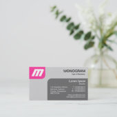 Panels MonoGram v2 - Hot Pink und Gray Visitenkarte (Stehend Vorderseite)