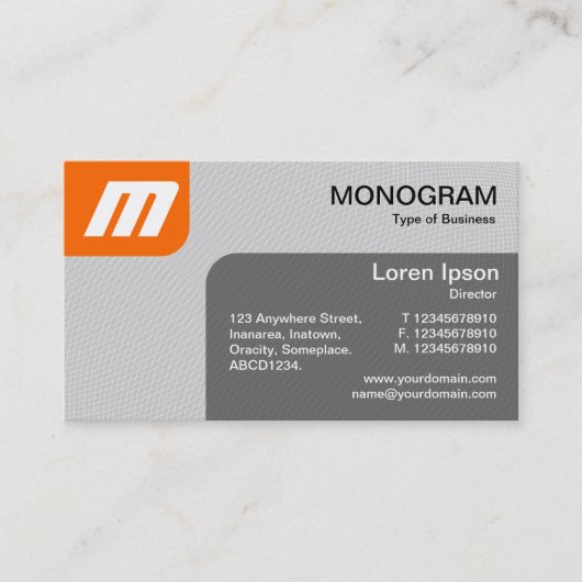 Panels MonoGram v2 - Orange und Gray Visitenkarte (Vorderseite)