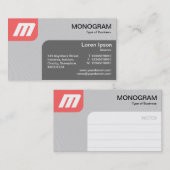 Panels MonoGram v2 - Tropisches Rosa und Grau Visitenkarte (Vorne/Hinten)