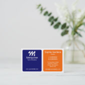 Panels - orange, dunkelblau und weiß visitenkarte (Stehend Vorderseite)