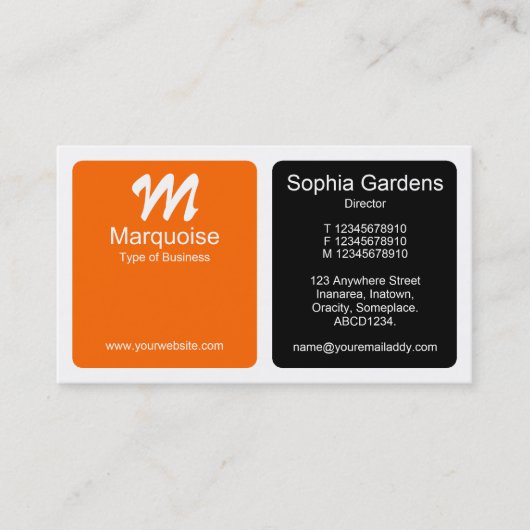 Panels - orange, schwarz und weiß visitenkarte (Vorderseite)