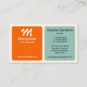 Panels - Orange und Light Blue Green (Cream Card) Visitenkarte