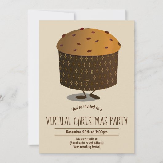 Panettone Character Virtual Christmas Party Einladung (Vorderseite)