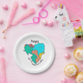 Pangea Continents Cuddling Multicolor Pappteller (Party)