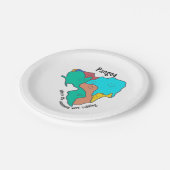 Pangea Continents Cuddling Multicolor Pappteller (Schrägansicht)