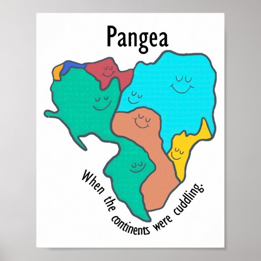 Pangea Continents Cuddling Multicolor Poster (Vorne)