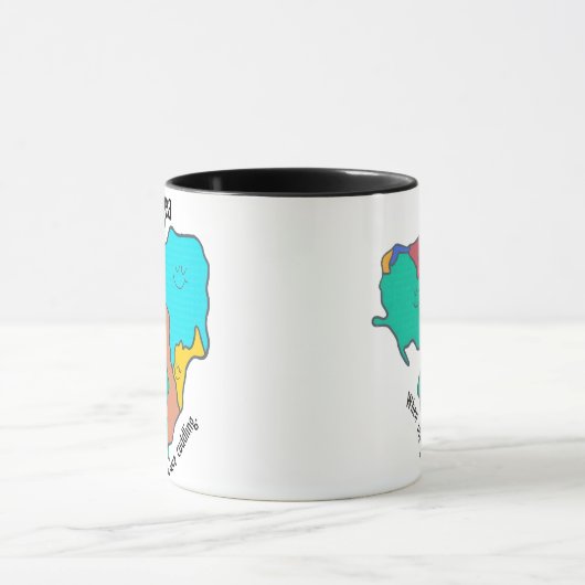 Pangea Continents Cuddling Multicolor Tasse (Zentrum)