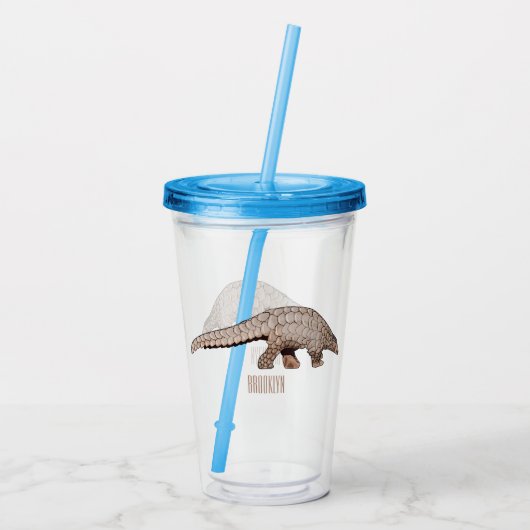 Pangolin-Cartoon Acryltrinkbecher (Rückseite)