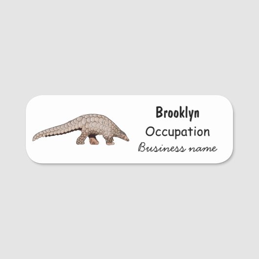 Pangolin-Cartoon Namensschild (Vorderseite)