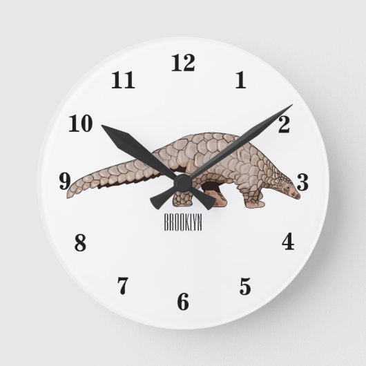 Pangolin-Cartoon Runde Wanduhr (Vorderseite)
