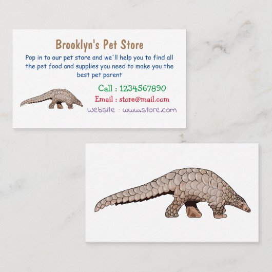 Pangolin-Cartoon Visitenkarte (Vorne/Hinten)