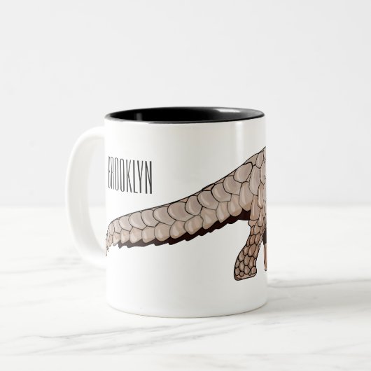Pangolin-Cartoon Zweifarbige Tasse (Vorderseite Links)