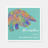 Pangolin Colorful Birthday Party Serviette (Vorderseite)