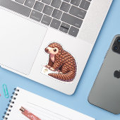 Pangolin Friend Cut-out Aufkleber (Laptop mit iPhone)