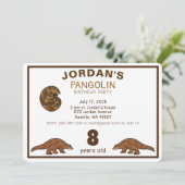 Pangolin Geburtstagseinladung Ankündigung (Stehend Vorderseite)