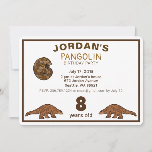 Pangolin Geburtstagseinladung Ankündigung (Vorderseite)