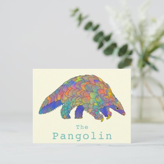 Pangolin gefährdete Arten Farbenfrohe Tierart Postkarte (Stehend Vorderseite)