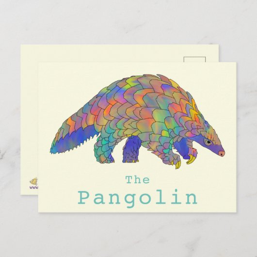 Pangolin gefährdete Arten Farbenfrohe Tierart Postkarte (Vorne/Hinten)