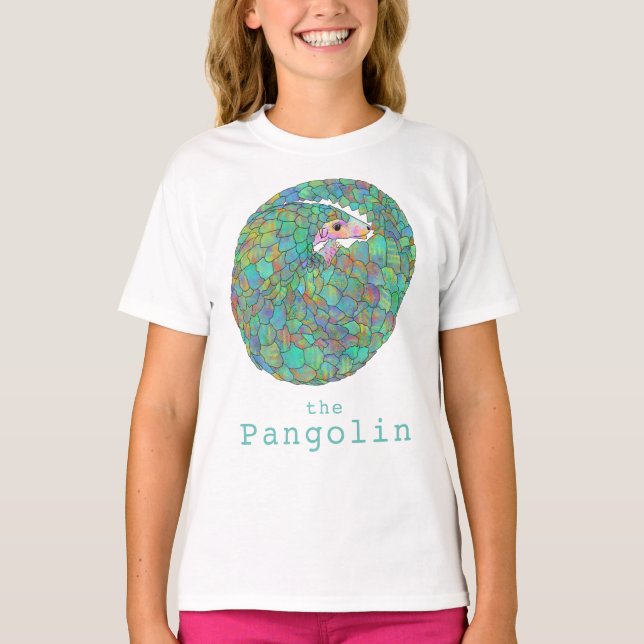 Pangolin gefährdete Arten Süße Tier Grün T-Shirt (Vorderseite)