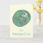 Pangolin-gerollt Aquarell Karte (Gelbe Blume)