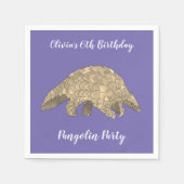 Pangolin Party Girls 6. Geburtstag Lila Name Serviette (Vorderseite)