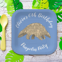 Pangolin Party Kinder 6. Geburtstag Blauer Name