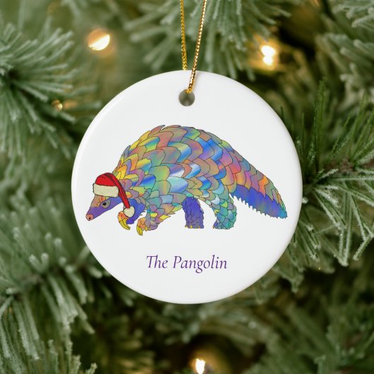 Pangolin Santa Niedlich gefährdetes Tier Keramik Ornament (Baum)