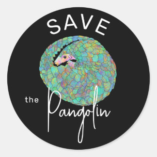 Pangolin-Slogan gerettet Runder Aufkleber