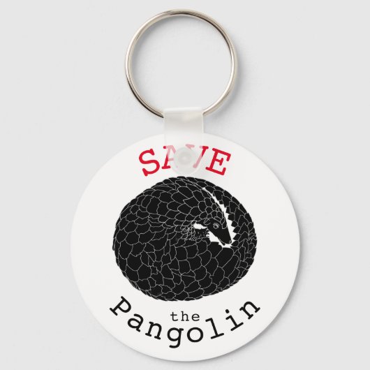 Pangolin-Slogan schwarz-weiß gerettet Schlüsselanhänger (Vorderseite)