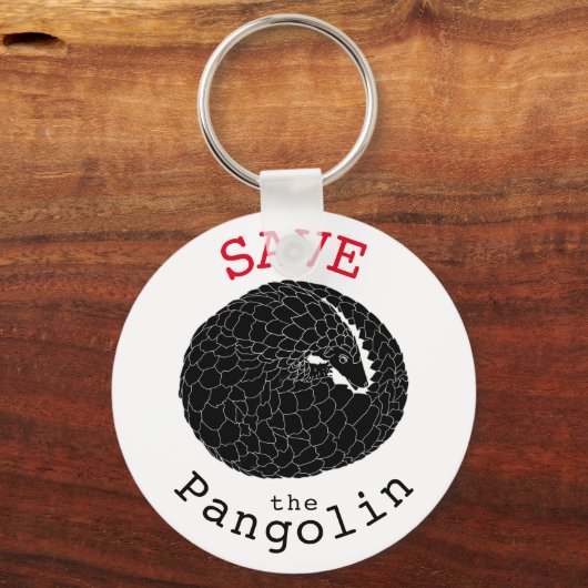 Pangolin-Slogan schwarz-weiß gerettet Schlüsselanhänger (Vorderseite)