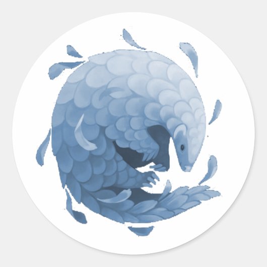 Pangolin-Sticker (blau) Runder Aufkleber (Vorderseite)