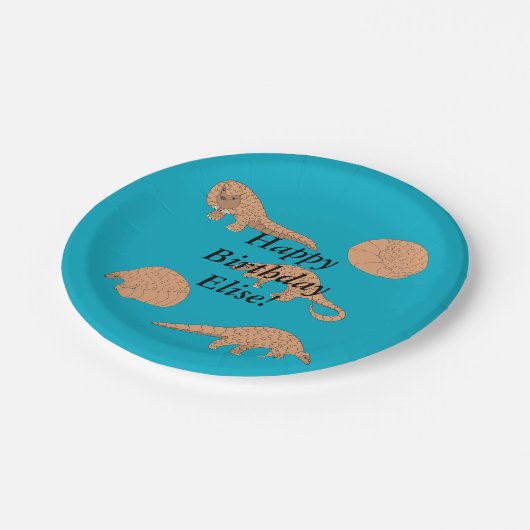 Pangolins Geburtstag Pappteller (Schrägansicht)
