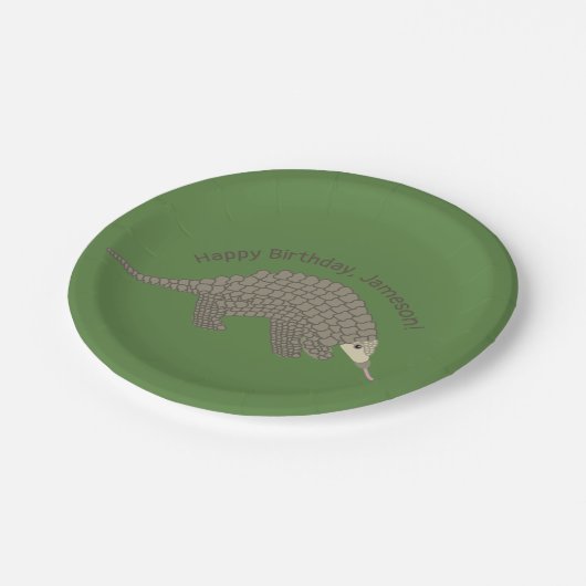 Pangolins Geburtstagspartei Paper Teller (Schrägansicht)