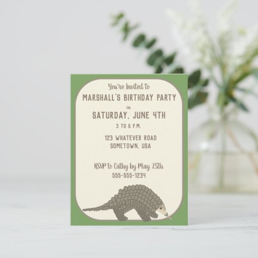 Pangolins Party Invites Einladung (Stehend Vorderseite)
