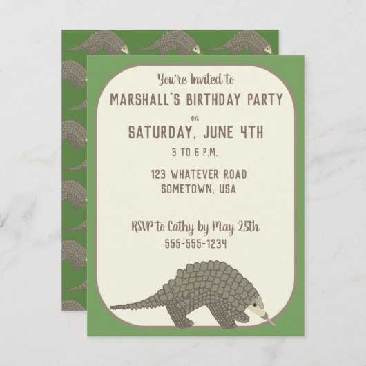 Pangolins Party Invites Einladung (Vorne/Hinten)