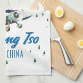 Pangong Tso India China Karte Poster. Geschirrtuch (Viertel Falte)