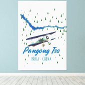 Pangong Tso India China Karte Poster. Leinwanddruck (Insitu (Holzboden))