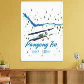 Pangong Tso India China Karte Poster. Leinwanddruck (Insitu (Wohnzimmer))