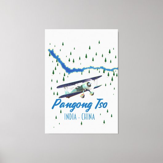 Pangong Tso India China Karte Poster. Leinwanddruck (Vorderseite)