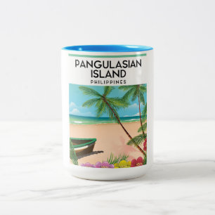 Pangulasian Insel Strand Reiseplakat. Zweifarbige Tasse