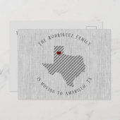 Panhandle Gray Linen und Heart Texas Moving Ankündigungspostkarte (Vorne/Hinten)