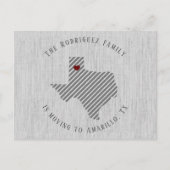 Panhandle Gray Linen und Heart Texas Moving Ankündigungspostkarte (Vorderseite)