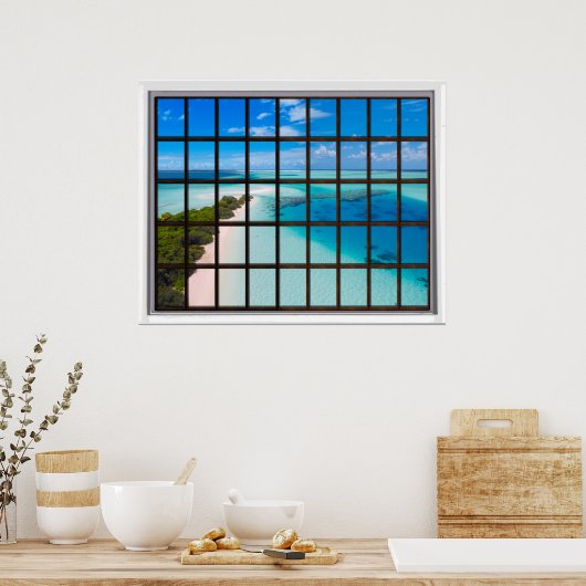 Panic Beach Lattice Window View Poster (Küche)
